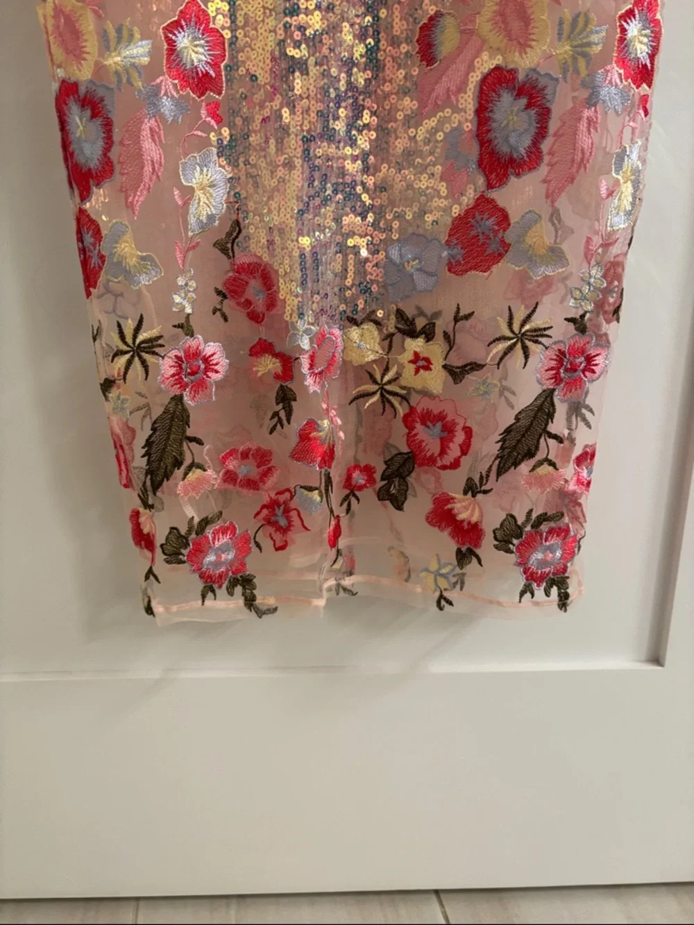 Lulu's Pink Sequin Floral Midi Slip Dress - Picture 6 of 6